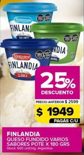 Carrefour Maxi Finlandia queso fundido varios sabores pote oferta