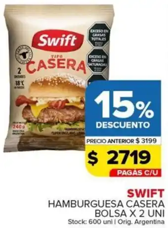 Carrefour Maxi Swift hamburguesa casera bolsa oferta