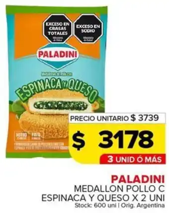 Carrefour Maxi Paladini medallon pollo c espinaca y queso oferta