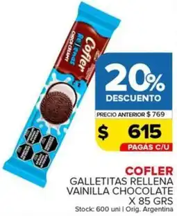 Carrefour Maxi Cofler galletitas rellena vainilla chocolate oferta