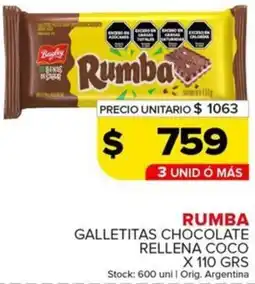 Carrefour Maxi Rumba galletitas chocolate rellena coco oferta