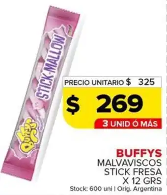 Carrefour Maxi Buffys malvaviscos stick fresa oferta