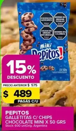 Carrefour Maxi Pepitos galletitas c/ chips chocolate mini oferta