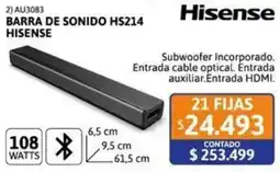 Cetrogar Hisense barra de sonido HS214 oferta