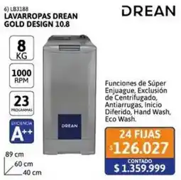 Cetrogar Drean lavarropas gold design 10.8 oferta