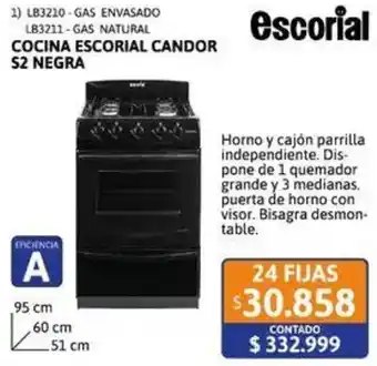 Cetrogar Escorial cocina candor 52 negra oferta