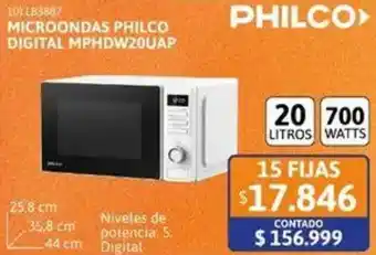 Cetrogar Philco microondas digital MPHDW20UAP oferta