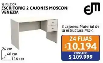 Cetrogar Escritorio 2 cajones mosconi venezia oferta