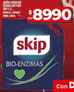 Supermercados DIA Skip jabón liquido bio enzimas boy pack oferta