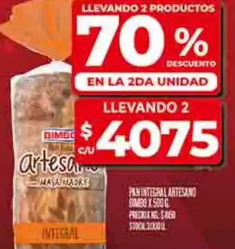 Supermercados DIA Artesano pan integral oferta