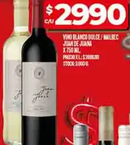 Supermercados DIA Juan de juana vino blanco dulce/malbec oferta