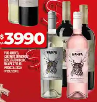 Supermercados DIA Wampa vino malbec cabernet sauvignon rose/tardio dulce oferta