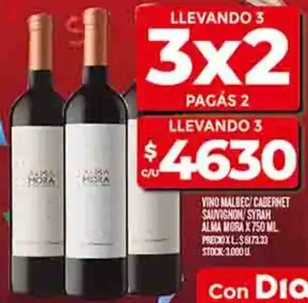 Supermercados DIA Alma mora vino malbec/cabernet sauvignon/syrah oferta