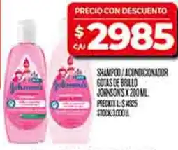 Supermercados DIA Johnson's shampoo/acondicionador gotas de brillo oferta