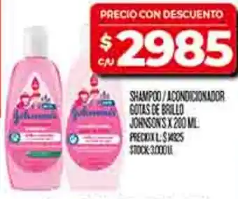 Supermercados DIA Johnson's shampoo/acondicionador gotas de brillo oferta