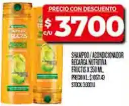 Supermercados DIA Fructis shampoo/acondicionador recarga nutritiva oferta