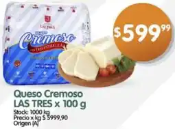 Supermercados Buenos Días Las tres queso cremoso oferta