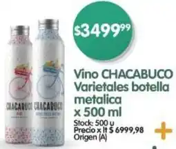 Supermercados Buenos Días Chacabuco vino varietales botella metalica oferta