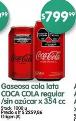 Supermercados Buenos Días Coca cola gaseosa cola lata regular oferta