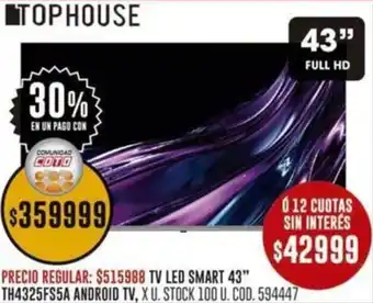 Coto Tophouse tv led smart 43" oferta