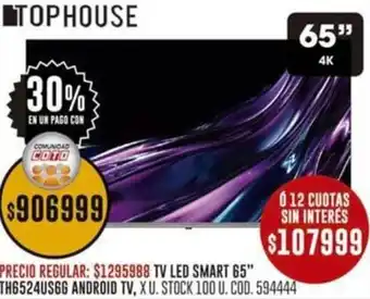 Coto Tophouse tv led smart 65" oferta