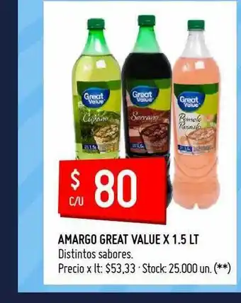 Changomas Amargo Great Value oferta