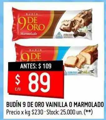 Changomas Budín 9 De Oro Vainilla O Marmolado oferta
