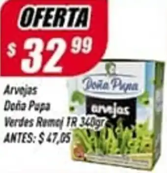 Supermercados Comodin Arvejas Doña Papa Verdes Remoj 1R 340 gr oferta