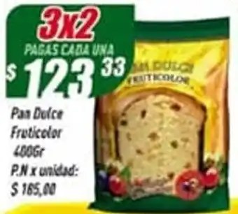 Pan Dulce Fruticolor 400 gr P.N Unidad 3x2