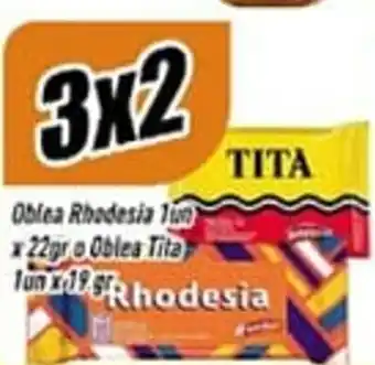 Supermercados Comodin 3x2 Oblea Rhodesia 1un x 22gr o Oblea Tita 1un x 19 gr oferta