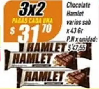 Supermercados Comodin Chocolate Hamlet Varios Sab x 43 gr 3x2 oferta
