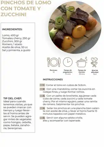 Pinchos de lomo con tomate y zucchini
