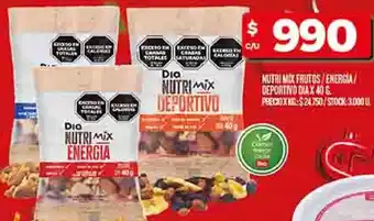 Supermercados DIA Dia nutri mix frutos/energia/ deportivo oferta