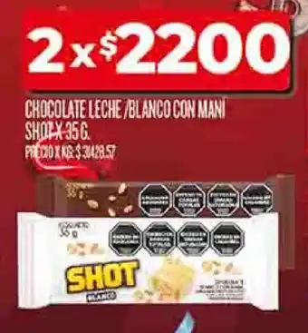 Supermercados DIA Chocolate leche/blanco con mani shot oferta