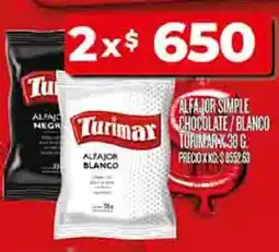 Supermercados DIA Turimar alfajor simple chocolate/blanco oferta