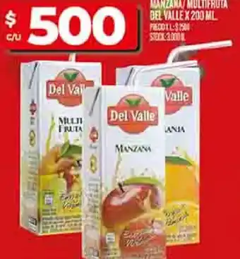 Supermercados DIA Del valle  jugo naranja manzana/multifruta oferta