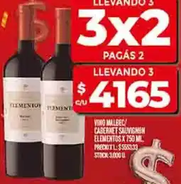 Supermercados DIA Elementos vino malbec cabernet sauvignon oferta