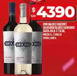 Supermercados DIA Santa julia vino malbec/cabernet sauvignon blanco sauvignon oferta