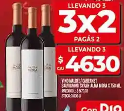 Supermercados DIA Alma mora vino malbec/cabernet sauvignon/syrah oferta