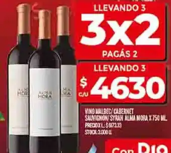 Supermercados DIA Alma mora vino malbec/cabernet sauvignon/syrah oferta