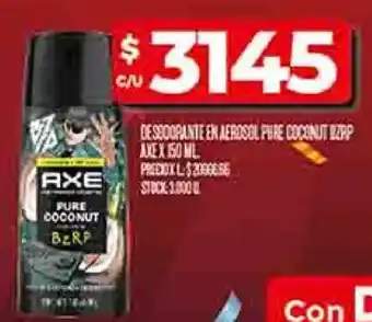 Supermercados DIA Axe de sodorante en aerosol pure coconut oferta