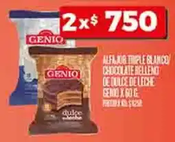 Supermercados DIA Genio alfajor triple blanco chocolate relleno de dulce de leche oferta