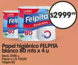 Supermercados Buenos Días Felpita papel higiénico blanco oferta