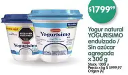 Supermercados Buenos Días Yogurisimo yogur natural endulzado / sin azúcar agregada oferta