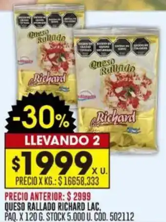 Coto Queso rallado richard lac paq oferta