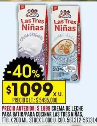 Coto crema de leche para batir/para cocinar las tres niñas, ttb. oferta