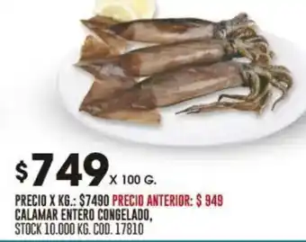 Coto Calamar entero congelado oferta