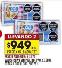 Coto Salchichas sin piel 66 oferta