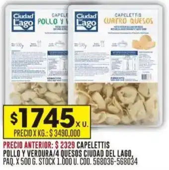 Coto Capelettis pollo y verdura/4 quesos ciudad del lago oferta