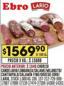 Coto Chorizo candelario/longaniza/salame oferta